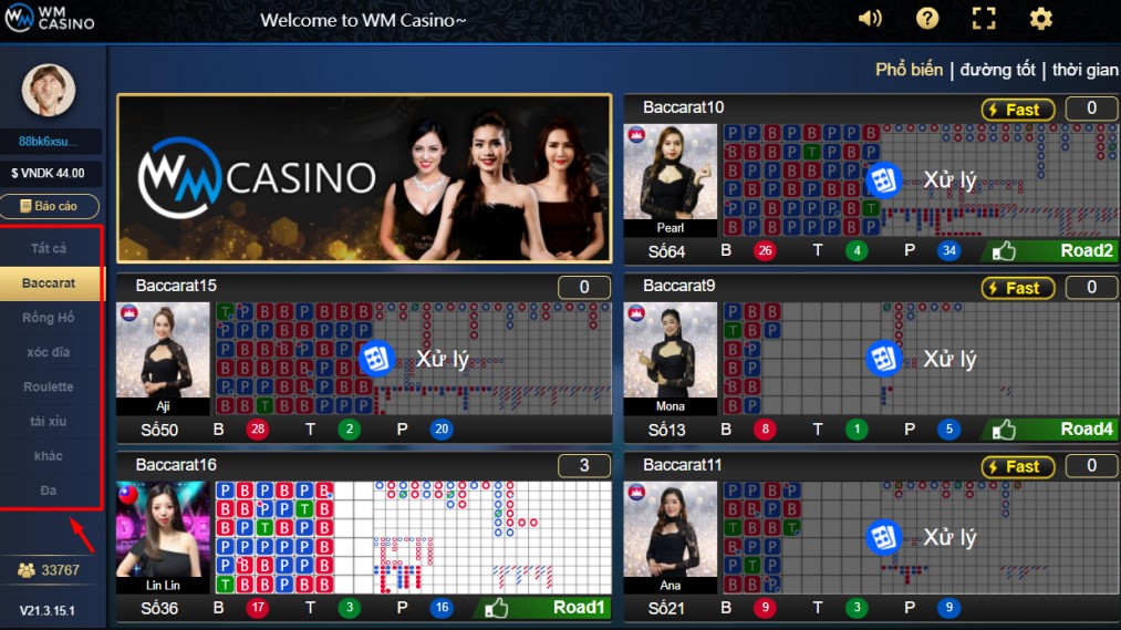 Cac tro choi tai sanh WM Casino K8 